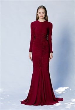 Burgundy Cocktail Dress, Bodycon Holiday Dress