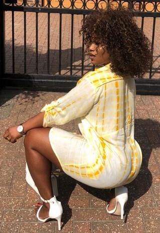 TIE DYE SHIRT DRESS IN YELLOW