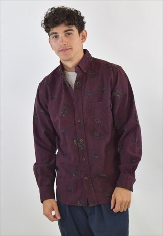 VINTAGE 90S MAROON WOOLRICH PATTERNED FLANNEL SHIRT