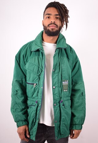 LOTTO MENS VINTAGE PADDED JACKET MEDIUM GREEN 90S