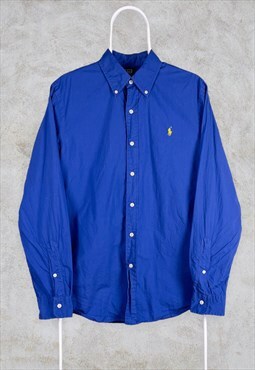 Vintage Blue Polo Ralph Lauren Shirt Long Sleeve Medium