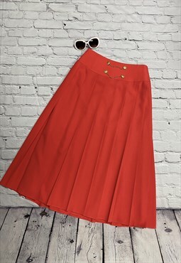 Vintage Coral Pleated Skirt