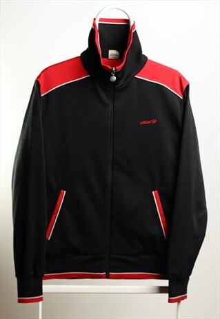 VINTAGE ADIDAS SPORTSWEAR SUIT TRACK JACKET BLACK RED