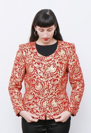 AMAZING VINTAGE 80'S RED & GOLD BLAZER JACKET