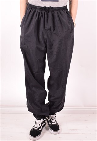NIKE MENS VINTAGE TRACKSUIT TROUSERS LARGE BLACK 90S
