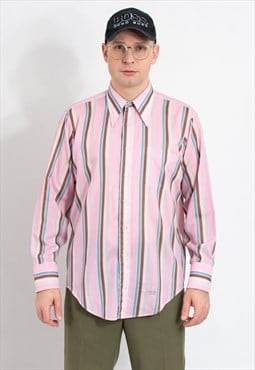 Vintage 70's arrow collar shirt in striped pink dagger