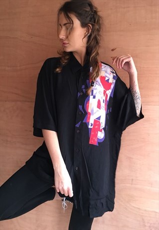 PATTERNED OVERSIZED RETRO 90S VINTAGE UNISEX FESTIVAL SHIRT
