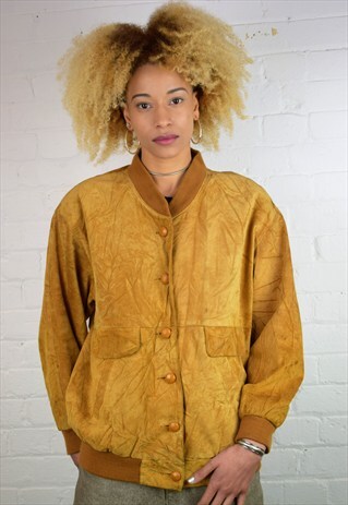 VINTAGE 90'S TAN SUEDE BOMBER JACKET