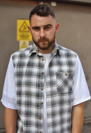 90'S GRUNGE CHECK SHIRT REWORK WITH AIRTEX SLEEVES