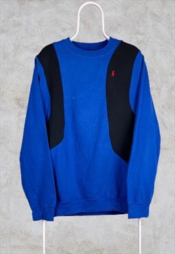 Vintage Reworked Ralph Lauren Sweatshirt Blue XL