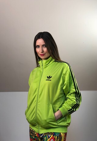 WOMEN GREEN SURF NEON TRACK JACKET FRESH VINTAGE 90S