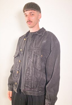 Vintage 90s denim black jacket 