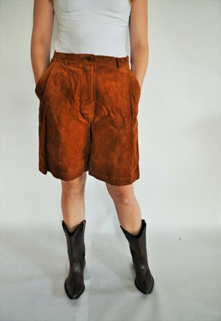 VINTAGE HIGH WAIST SUEDE LEATHER SHORTS PANTS TROUSERS