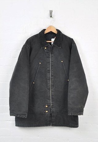 VINTAGE TOUGH DUCK WORKWEAR JACKET BLACK LARGE
