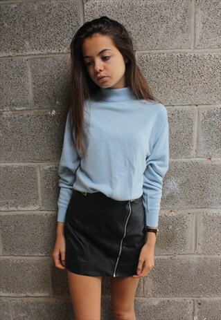 BLUE HIGH NECK JUMPER