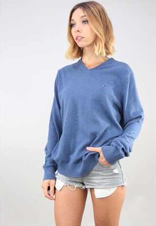 VINTAGE OVERSIZED BLUE TOMMY HILFIGER JUMPER