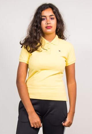 90'S VINTAGE BRIGHT YELLOW TOMMY HILFIGER POLO T-SHIRT