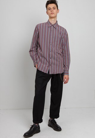 VINTAGE PINK BLUE TIMBERLAND LONG SLEEVE STRIPED SHIRT