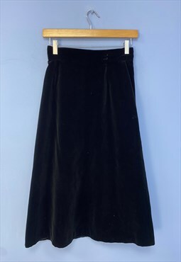 Vintage Skit Black Velvet High Waist Cotton A-Line