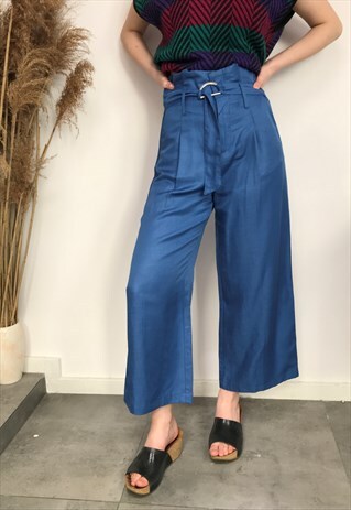 PRETTY VINTAGE RETRO BLUE HIGH WAIST TROUSERS