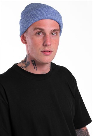 ESSENTIAL CUFFED BEANIE HAT - HEATHER NAVY BLUE