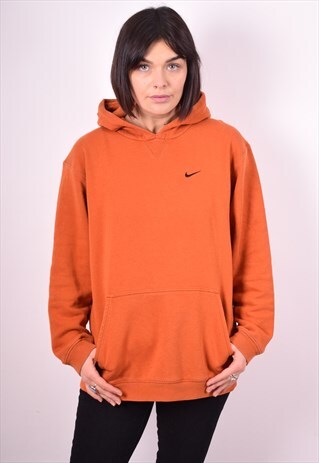 NIKE WOMENS VINTAGE HOODIE JUMPER LARGE ORANGE 90'S