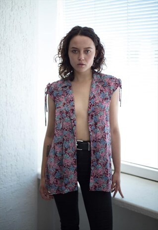 VINTAGE 90'S MULTI COLOUR FLOWER PATTERNED VEST