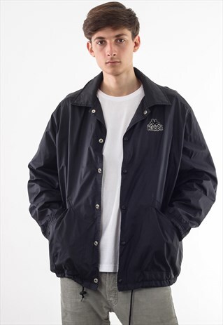VINTAGE KAPPA COACH WINDBREAKER 90S BLACK BIG LOGO