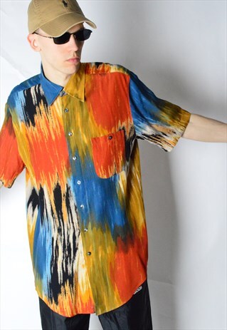 VINTAGE 90S COLOURFUL ABSTRACT FESTIVAL SHORT SLEEVE SHIRT