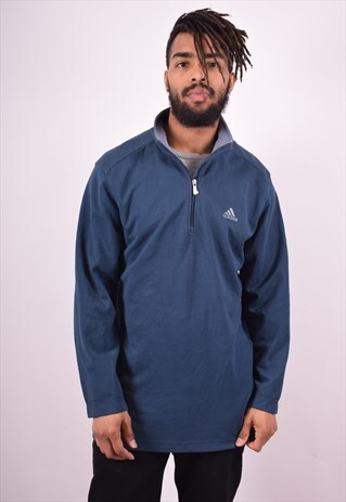 ADIDAS MENS VINTAGE SWEATSHIRT JUMPER LARGE BLUE 90'S