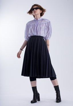 Vintage Midi Pleated Navy Skirt