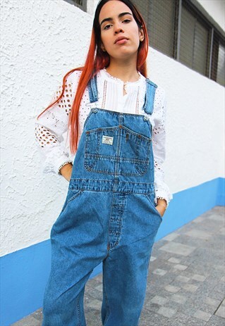 LIGHT WASH BLUE DENIM CASUAL FIT DUNGAREES