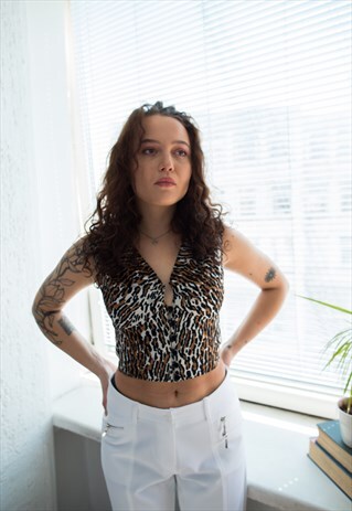 VINTAGE 80'S ANIMAL PRINT CROP TOP