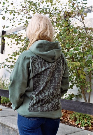 MILITARY GREEN HOODIE WITH PRINTED 'THE END IS NEAR' DESIGN