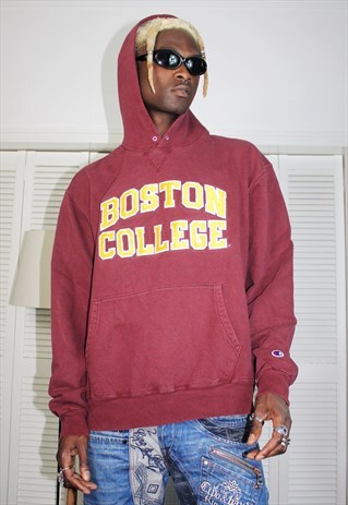 Vintage 90s Maroon Champion Embroidered Spell Out USA Hoodie