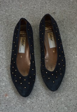 Vintage GABOR Black Suede Studded Shoes