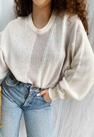 VINTAGE 80S WOLSEY ABSTRACT KNIT UNISEX JUMPER SWEATER