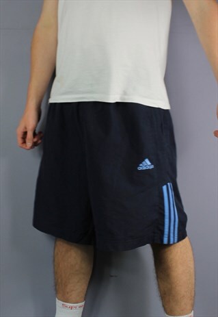 VINTAGE ADIDAS SHORTS IN NAVY BLUE WITH POCKETS, EMBROIDERED