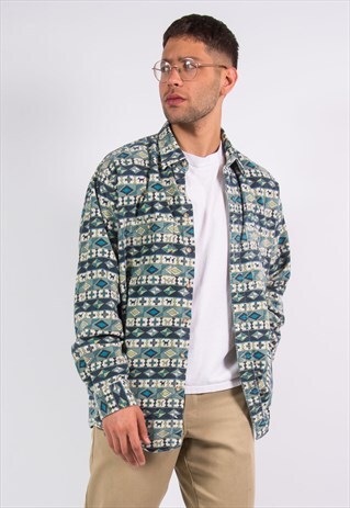 LL BEAN PATTERNED FLANNEL SHIRT