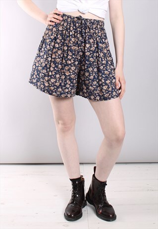 VINTAGE 80S FLORAL PATTERNED HIGH WAISTED CULOTTE SHORTS