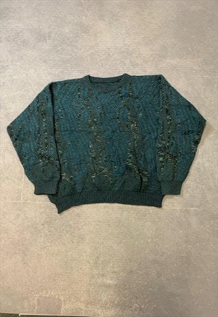 VINTAGE KNITTED JUMPER ABSTRACT PATTERNED KNIT SWEATER