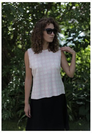 VINTAGE 90'S PINK POLKA DOT KNITTED VEST