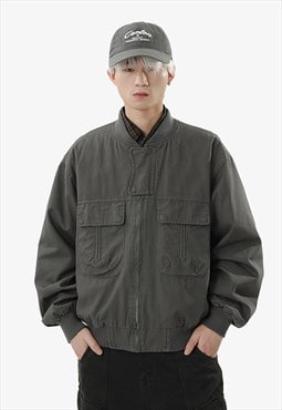 Utility college jacket workwear varsity gorpcore bomber grey