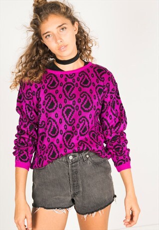 VINTAGE 80S CASUAL KNIT JUMPER / R03129