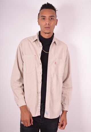 LEVI'S MENS VINTAGE SHIRT MEDIUM BEIGE 90S