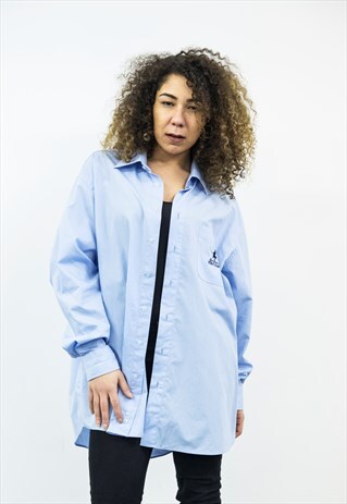 POLO RALPH LAUREN VINTAGE 1980S OVERSIZED BLUE SHIRT