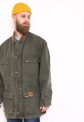 VINTAGE HEAVYWEIGHT GREEN DUCK CANVAS CARHARTT JACKET