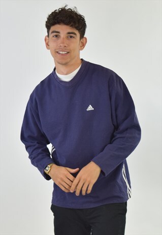 VINTAGE BLUE ADIDAS CREW NECK SWEATSHIRT