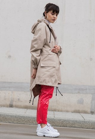 WINDBREAKER PARKA COAT IN BEIGE / MOCCA