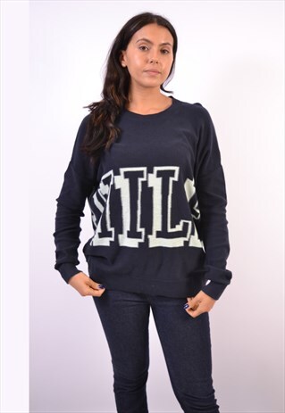 VINTAGE TOMMY HILFIGER JUMPER SWEATER OVERSIZED NAVY BLUE